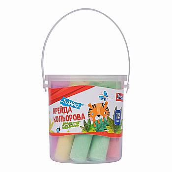 Крейда кольорова 12 шт, Jumbo "Zoo Land", в відрі, 400441 Крейда кольорова 12 шт, Jumbo "Zoo Land", в відрі, 400441