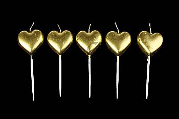 Набор свечей, сердце золото, 5 шт, 5-71463