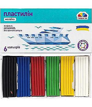 Пластилін 6 кол 72 гр "Мозаїка", 300306 Гамма-Н Пластилін 6 кол 72 гр "Мозаїка", 300306 Гамма-Н