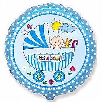 Куля повітряна 18" Візочок і малюк Хлопчик Ф, 1202-2144 Куля повітряна 18" Візочок і малюк Хлопчик Ф, 1202-2144