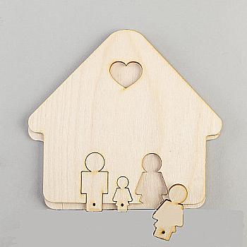 Заготовка деревянная Ключница "Папа, мама, дочка", Д24