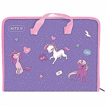 Папка-портфель на молнии, 1 отдел., A4 Kite Unicorn, K22-202-02 Папка-портфель на молнии, 1 отдел., A4 Kite Unicorn, K22-202-02