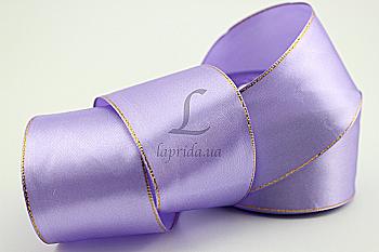 Стрічка атлас з краєм 38 мм-23 м, 021, бузкова