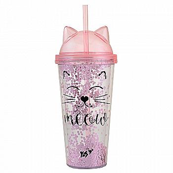 Тамблер "Pink Cat", с блестками, 450 мл. 707076 Yes Тамблер "Pink Cat", с блестками, 450 мл. 707076 Yes