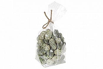 Набір шишок, з напиленням зеленого гліттера, 814-223 Набір шишок, з напиленням зеленого гліттера, 814-223