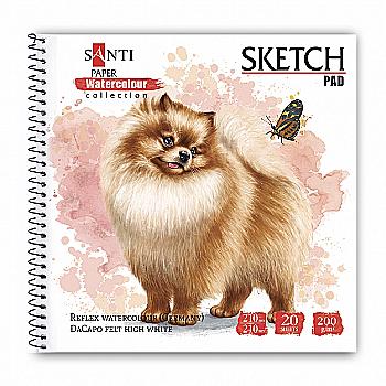 Альбом для акварелі "Animals" 210*210 мм, "Paper Watercolour Collection" 20 арк., Santi, 130513 Альбом для акварелі "Animals" 210*210 мм, "Paper Watercolour Collection" 20 арк., Santi, 130513