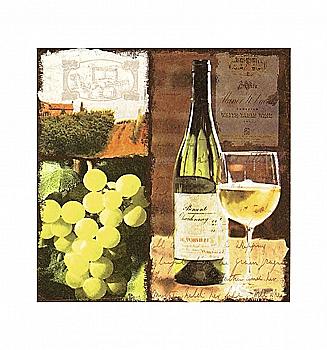 Декупажные салфетки "Вино белое", 33*33 см, ti-flair Декупажные салфетки "Вино белое", 33*33 см, ti-flair