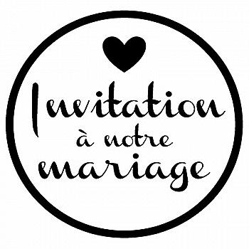 Штамп дерев`яний d=3,5 см Весілля "Invitation a notre mariage/Запрошення", 10004187 ТМ "Artemio"