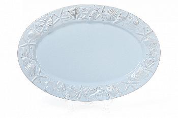 Блюдо керамическое "Морские мотивы" 34 см, овальное, светло-голубой, 545-357