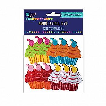 Наліпки 3D з фетру - Тістечка (12 шт.), KSFI-034 DpCraft Наліпки 3D з фетру - Тістечка (12 шт.), KSFI-034 DpCraft