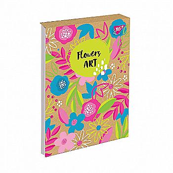 Блокнот В6 80 арк. кл. "Flowers art" крафт, YES 151685