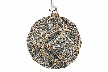 Куля ялинкова 10 см, старовинне золото, 118-748