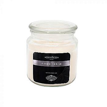 Аромасвічка у скляній банці Scentchips Замшева вишня 440 г/75 год. горіння, 255201 Аромасвічка у скляній банці Scentchips Замшева вишня 440 г/75 год. горіння, 255201