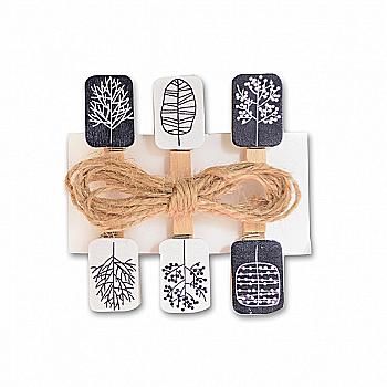 Набор деревянных прищепок Black and white 6 шт, 742498