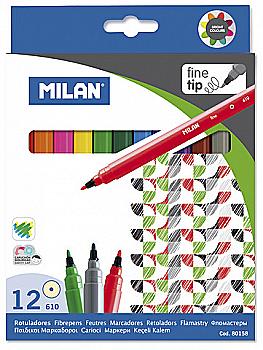 Фломастери 12 кол. тонкі вент.колп Milan. 80158 Фломастери 12 кол. тонкі вент.колп Milan. 80158