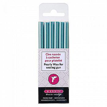 Набор перламутровых восковых стержней d5 мм в блистере, лазурь (6 шт.), 35911T