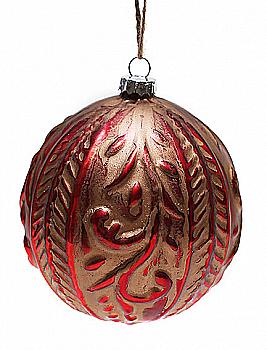 Куля ялинкова 10 см, антік червоний, NY15-133 Куля ялинкова 10 см, антік червоний, NY15-133