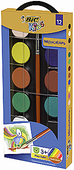 Фарби акварельні 12 кол. "WaterColours" з пензлем, bc947708, BIC Фарби акварельні 12 кол. "WaterColours" з пензлем, bc947708, BIC