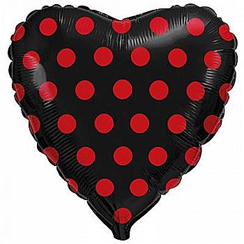 Куля повітряна 18" Серце горох червоний, 3202-0501
