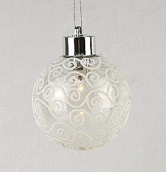 Подвеска новогодняя Шар прозрачный LED с узором золотым (d=8 см), 41636 ТМ "Floristik"