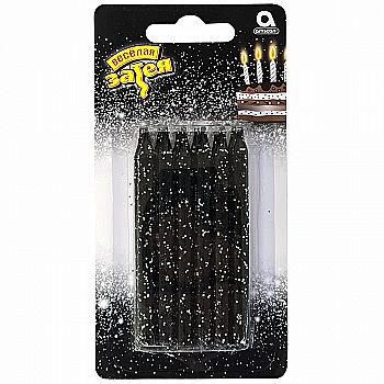 Свічки д/торта чорні блискучі 8см, 12 од., 1502-5070