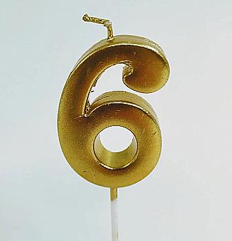 Свеча цифра "6", золото, 5-62676