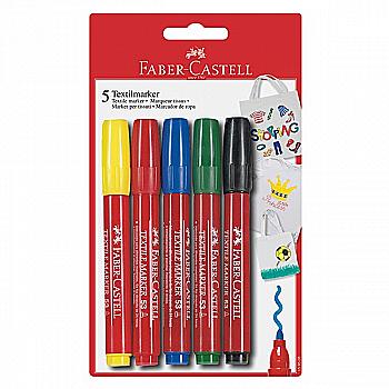 Фломастеры по ткане 5 цв. в блистере, 159505 Faber-Castell, 2909 Фломастеры по ткане 5 цв. в блистере, 159505 Faber-Castell, 2909