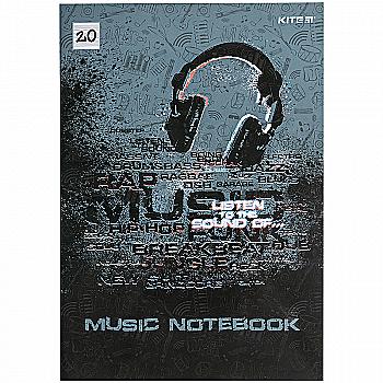 Зошит для нот А4 "Listen to the sound", 20 арк, K21-404 Зошит для нот А4 "Listen to the sound", 20 арк, K21-404