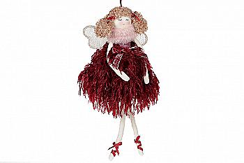 Декор підвісний "Янгол" 33 см, бордо, 743-414 Декор підвісний "Янгол" 33 см, бордо, 743-414