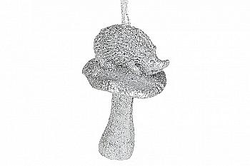 Ялинкова прикраса "Їжачок з грибочком" 7 см, срібло, 829-512 Ялинкова прикраса "Їжачок з грибочком" 7 см, срібло, 829-512