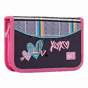 Пенал твердый YES одинарный с клапаном HP-03 "Love", серый, 533057 Пенал твердый YES одинарный с клапаном HP-03 "Love", серый, 533057