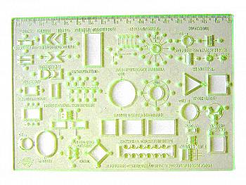 Трафарет електросхем прозорий, кольоровий ТЭ-1