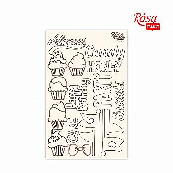 Чіпборд для скрапбукінгу 12,8*20 см "Cake delicious" 1, білий картон, 94232042 ROSA TALENT