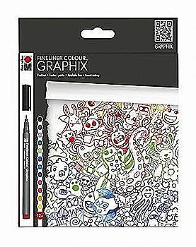 Набір лінерів на водній основі, Marabu Fineliner Graphix, кольорові, 12 шт, 146000000100 Набір лінерів на водній основі, Marabu Fineliner Graphix, кольорові, 12 шт, 146000000100