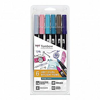 Набор маркеров двухсторонних Dual Brush Pen Vintage 6 цв., пастельные цвета, ABT-6P-5 ТМ "Tombow" Набор маркеров двухсторонних Dual Brush Pen Vintage 6 цв., пастельные цвета, ABT-6P-5 ТМ "Tombow"