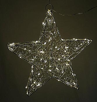 Новорічна прикраса Зірка 3D світлодіодна h=38 см з LED гірлянди (80 ламп.), 98553 ТМ "Floristik"