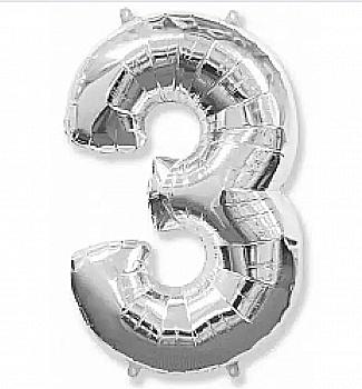 Куля повітряна Цифра 3 срібло Ф, 1207-3271