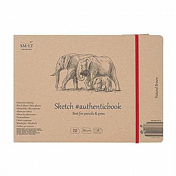 Альбом для ескізів А5 Authentic 28 арк., 135 г/м2, коричневий папір, Smiltainis Альбом для ескізів А5 Authentic 28 арк., 135 г/м2, коричневий папір, Smiltainis
