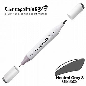 Маркер двухсторонний Brushmarker, Нейтральный серый 8 (9508), GI89508 Graph`it Маркер двухсторонний Brushmarker, Нейтральный серый 8 (9508), GI89508 Graph`it