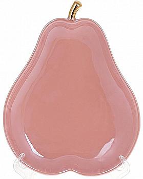 Тарілка порцелянова "Груша" 21 см, рожевий перламутр із золотом, FG2-373