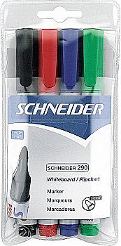 Набір маркерів для дошок та фліпчартів Schneider 290, 4кол., S129094 Набір маркерів для дошок та фліпчартів Schneider 290, 4кол., S129094