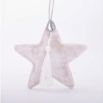 Звезда текстильная белый перламутр 15 см, 910