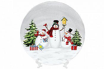 Тарілка керамічна "Веселі сніговики" 25 см, 811-012 Тарілка керамічна "Веселі сніговики" 25 см, 811-012