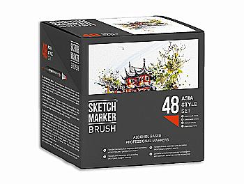 Набір маркерів SketchMarker Brush Asia style - Азіатський стиль 48 шт. (у пластик. кейсі), SMB-48ASI