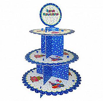 Підставка для мафінів "З Днем народження", синя, F-050502