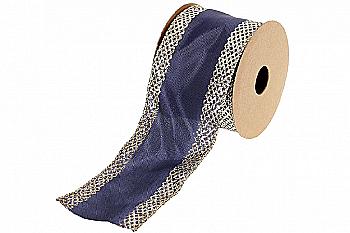 Стрічка декоративна з оксамиту 6,3*270 см, синій з шампанню, 821-003 Стрічка декоративна з оксамиту 6,3*270 см, синій з шампанню, 821-003