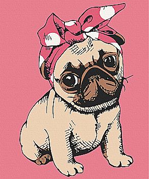 Набір для розпису по номерах 25*30 см "Красуня мопс", 15532-AC