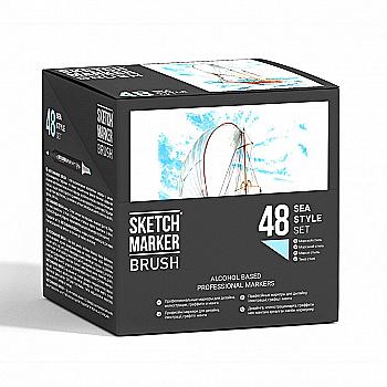 Набір маркерів SKETCHMARKER Brush Sea Style - Морський стиль 48 шт. (у пластик. кейсі), SMB-48SEA