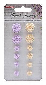 Набор объемных розочек, хризантем, Французская Путешествие 1