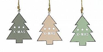 Подвеска новогодняя Ёлка плоская "X-MAS" 10 см металлическая (3 вида в ассортименте), 9762233 ТМ "A&G" Подвеска новогодняя Ёлка плоская "X-MAS" 10 см металлическая (3 вида в ассортименте), 9762233 ТМ "A&G"